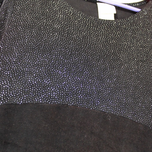 Vintage black glitter short sleeve mini dress women’s xl 16 rose cottage - Picture 3 of 4